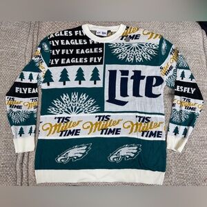 NEW Philadelphia Eagles Miller Lite Holiday Christmas Ugly Sweater XXL NFL